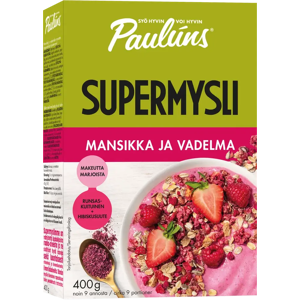 Pauluns Paulúns mansikka ja vadelma supermysli 400g Pauluns Paulúns mansikka ja vadelma supermysli 400g