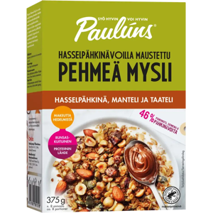 Pauluns Paulúns hasselpähkinä-manteli-taateli pehmeä mysli 375g Pauluns Paulúns hasselpähkinä-manteli-taateli pehmeä mysli 375g