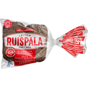 Leivon Leipomo Ruispala 4 kpl 240g 100% täysjyväruisleipä Leivon Leipomo Ruispala 4 kpl 240g 100% täysjyväruisleipä