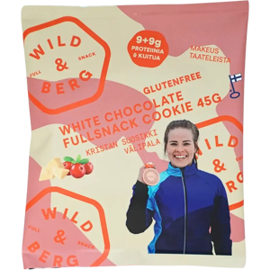 Wild&Berg Valkosuklaa proteiinirikas täysvälipalakeksi gluteeniton 45 g Wild&Berg Valkosuklaa proteiinirikas täysvälipalakeksi gluteeniton 45 g