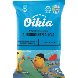 Oikia Aurinkoinen Alicia Ranskankerman & Merisuolan makuinen perunasipsi 350g Oikia Aurinkoinen Alicia Ranskankerman & Merisuolan makuinen perunasipsi 350g