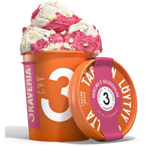 Kolmen Kaverin Jäätelö 3 Kaveria Vadelma & Valkosuklaa jäätelö 500ml/400g Kolmen Kaverin Jäätelö 3 Kaveria Vadelma & Valkosuklaa jäätelö 500ml/400g