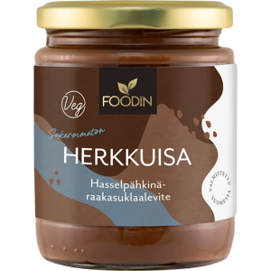 Foodin Herkkuisa Hasselpähkinä-raakasuklaalevite sokeroimaton 230g Foodin Herkkuisa Hasselpähkinä-raakasuklaalevite sokeroimaton 230g