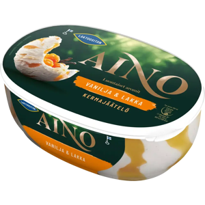 Aino Vanilja & Lakka Laktoositon kermajäätelö kotipakkaus 500g/900ml Aino Vanilja & Lakka Laktoositon kermajäätelö kotipakkaus 500g/900ml