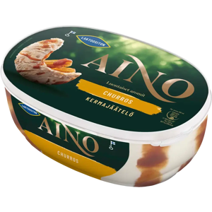 Aino Churros Laktoositon kermajäätelö kotipakkaus 500g/900ml Aino Churros Laktoositon kermajäätelö kotipakkaus 500g/900ml