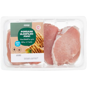 Coop Porsaan ulkofileepihvi, miedosti suolattu 800 g Coop Porsaan ulkofileepihvi, miedosti suolattu 800 g