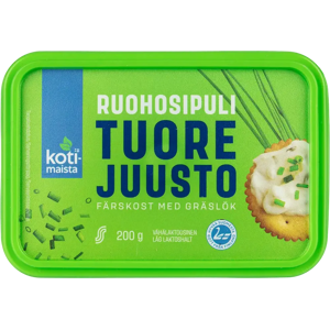 Kotimaista Tuorejuusto ruohosipuli 200g Kotimaista Tuorejuusto ruohosipuli 200g