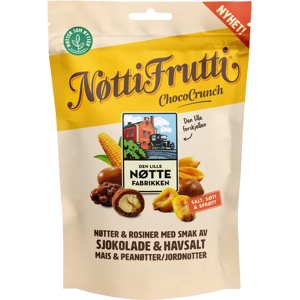 Den Lille Nøttefabrikken Nøtti Frutti ChocoCrunch pähkinä-hedelmäsekoitus RA 160 g Den Lille Nøttefabrikken Nøtti Frutti ChocoCrunch pähkinä-hedelmäsekoitus RA 160 g