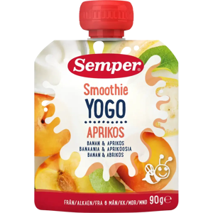 Semper Yogo Smoothie Banaani & aprikoosi 6kk jogurtti-hedelmäsose 90g Semper Yogo Smoothie Banaani & aprikoosi 6kk jogurtti-hedelmäsose 90g