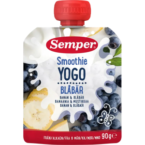 Semper Yogo Smoothie Banaani & mustikka 6kk jogurtti-hedelmäsose 90g Semper Yogo Smoothie Banaani & mustikka 6kk jogurtti-hedelmäsose 90g