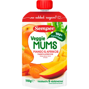 Semper Veggiemums Mango & aprikoosi alkaen 6kk hedelmäsose 110g Semper Veggiemums Mango & aprikoosi alkaen 6kk hedelmäsose 110g