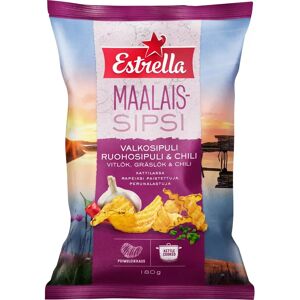 Estrella Maalaissipsi valkosipuli, ruohosipuli & chili 180g Estrella Maalaissipsi valkosipuli, ruohosipuli & chili 180g