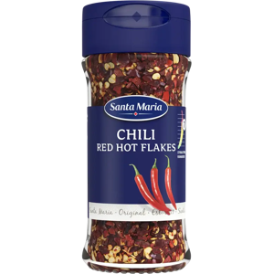 Santa Maria Red Hot Chili Flakes, tulinen rouhittu chiliseos, 28 g Santa Maria Red Hot Chili Flakes, tulinen rouhittu chiliseos, 28 g