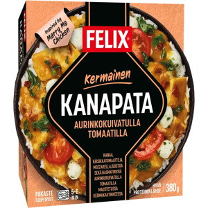 Felix kermainen kanapata aurinkokuivatulla tomaatilla pakasteateria 380g Felix kermainen kanapata aurinkokuivatulla tomaatilla pakasteateria 380g