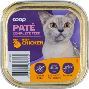 Coop kanaa sisältävä patee täysikasvuisille kissoille 100 g Coop kanaa sisältävä patee täysikasvuisille kissoille 100 g