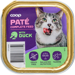 Coop ankkaa sisältävä patee täysikasvuisille kissoille 100 g Coop ankkaa sisältävä patee täysikasvuisille kissoille 100 g