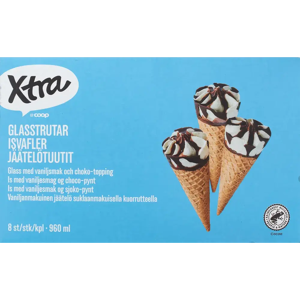 Xtra jäätelötuutit vanilja 960ml 8kpl Xtra jäätelötuutit vanilja 960ml 8kpl