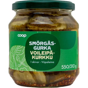 Coop voileipäkurkku viipaleina 550/310 g Coop voileipäkurkku viipaleina 550/310 g