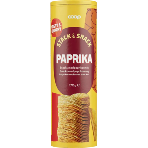 Coop paprikanmakuiset snacksit tuubi 170 g Coop paprikanmakuiset snacksit tuubi 170 g