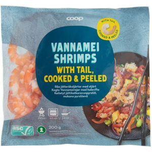 Coop keitetyt jättikatkaravunpyrstöt ASC 200 g pakaste Coop keitetyt jättikatkaravunpyrstöt ASC 200 g pakaste