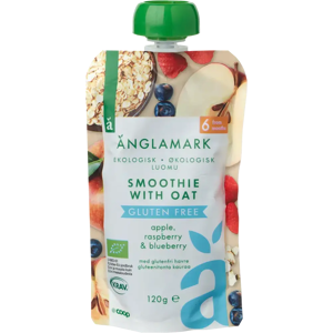 Änglamark kaurainen smoothie omena, vadelma & mustikka luomu gluteeniton 120 g 6 kk Änglamark kaurainen smoothie omena, vadelma & mustikka luomu gluteeniton 120 g 6 kk