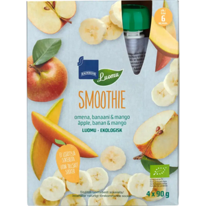 Rainbow smoothie omena, banaani & mango luomu 360 g 4-pack 6 kk Rainbow smoothie omena, banaani & mango luomu 360 g 4-pack 6 kk