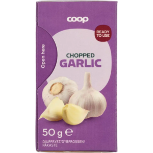 Coop hienonnettu valkosipuli 50 g pakaste Coop hienonnettu valkosipuli 50 g pakaste