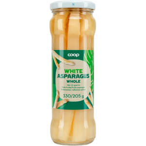 Coop valkoinen parsa suolaliemessä 330/205 g Coop valkoinen parsa suolaliemessä 330/205 g
