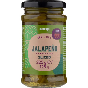 Coop jalapenoviipaleet suolaliemessä hot 225 g Coop jalapenoviipaleet suolaliemessä hot 225 g
