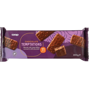 Coop Chocolate Temptations täytekeksi 200 g Coop Chocolate Temptations täytekeksi 200 g