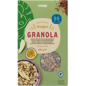 Coop granola kaakao, omena ja passionhedelmä 450 g Coop granola kaakao, omena ja passionhedelmä 450 g