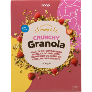 Coop crunchy granola vadelma ja mansikka 500 g Coop crunchy granola vadelma ja mansikka 500 g