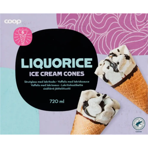 Coop jäätelötuutti lakritsi 6 kpl 720 ml/420 g Coop jäätelötuutti lakritsi 6 kpl 720 ml/420 g