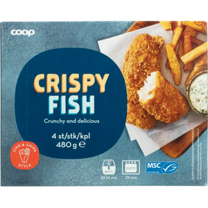 Coop - Crispy Fish paneroidut kalapalat - MSC - 480 g - pakastettu Coop - Crispy Fish paneroidut kalapalat - MSC - 480 g - pakastettu