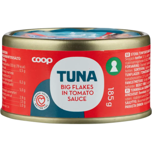 Coop tonnikala hiutaleina tomaattikastikkeessa MSC 185 g Coop tonnikala hiutaleina tomaattikastikkeessa MSC 185 g