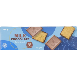 Coop maitosuklaavoikeksi 125 g Coop maitosuklaavoikeksi 125 g