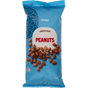 Coop maapähkinät 1 kg suolaamaton Coop maapähkinät 1 kg suolaamaton