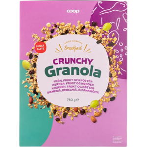 Coop crunchy granola siemeniä, hedelmiä ja pähkinöitä 750 g Coop crunchy granola siemeniä, hedelmiä ja pähkinöitä 750 g