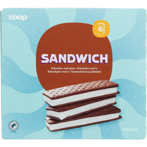 Coop Sandwich keksijäätelö 6 kpl 660 ml/360 g Coop Sandwich keksijäätelö 6 kpl 660 ml/360 g
