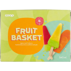 Coop Fruit Basket mehujää 6 kpl 340 ml/340 g Coop Fruit Basket mehujää 6 kpl 340 ml/340 g