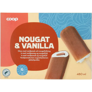Coop jäätelöpuikko nougat 6-pack 480 ml/390 g Coop jäätelöpuikko nougat 6-pack 480 ml/390 g
