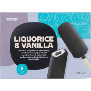 Coop jäätelöpuikko lakritsi 6-pack 360 ml/270 g Coop jäätelöpuikko lakritsi 6-pack 360 ml/270 g