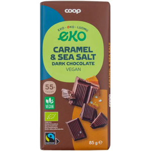 Coop Eko vegaaninen suklaa kinuski ja merisuola 85 g Coop Eko vegaaninen suklaa kinuski ja merisuola 85 g