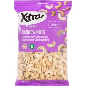 Xtra cashew pähkinät natural 500 g Xtra cashew pähkinät natural 500 g
