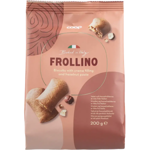 Coop Frollino pikkuleipä hasselpähkinä ja kreemi 200 g Coop Frollino pikkuleipä hasselpähkinä ja kreemi 200 g