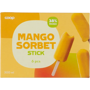 Coop mangosorbettipuikko 6 kpl 300 ml Coop mangosorbettipuikko 6 kpl 300 ml