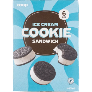 Coop sandwich keksijäätelö 6 kpl 480 ml/270 g Coop sandwich keksijäätelö 6 kpl 480 ml/270 g
