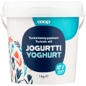 Coop turkkilaistyyppinen jogurtti 10 % 1 kg Coop turkkilaistyyppinen jogurtti 10 % 1 kg