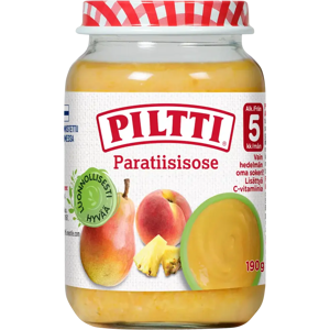 Piltti 190g Paratiisisose hedelmäsose 5kk Piltti 190g Paratiisisose hedelmäsose 5kk