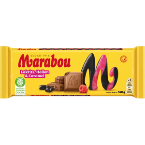 Marabou Lakrits, hallon&caramel suklaalevy 160g Marabou Lakrits, hallon&caramel suklaalevy 160g
